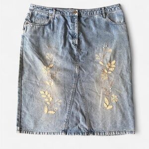 Embroidered Light Blue Denim Skirt